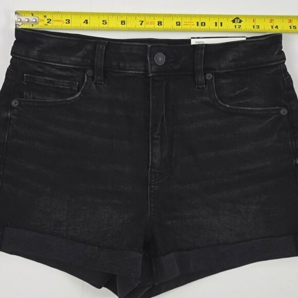 American Eagle Outfitters Women's Black Denim Mom Shorts High Waist Stretch Sz 4 - Picture 11 of 16
